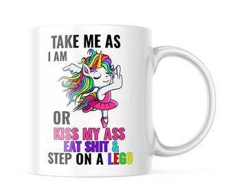 Take Me As I Am Or Step On a Lego Funny Coffee Mug | 11oz. Coffee Cup CM1019