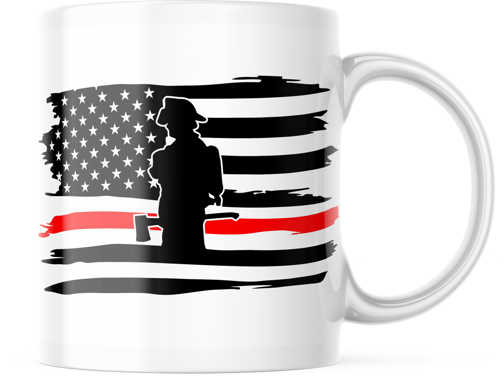 Thin Red Line Firefighter Coffee Mug | American flag 11oz. Coffee Cup | CM213