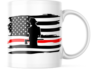 Thin Red Line Firefighter Coffee Mug | American flag 11oz. Coffee Cup | CM213