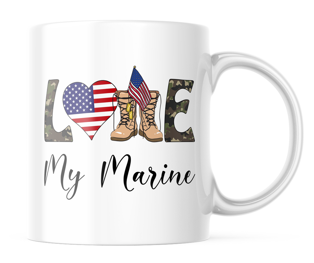 Love My Marine | 11oz. Marine Heart and Boots Coffee Cup | CM200