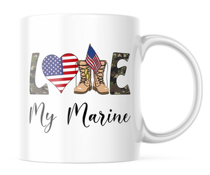 Love My Marine | 11oz. Marine Heart and Boots Coffee Cup | CM200