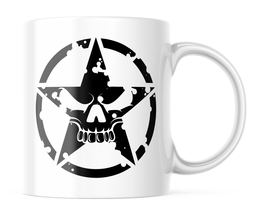 Punisher Skull Military Star | 11oz. USMC Grunge Coffee Cup | CM198