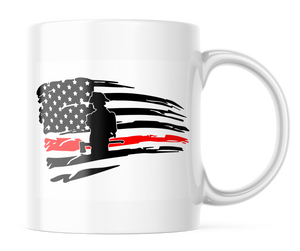 Thin Red Line Firefighter Coffee Mug | American flag 11oz. Coffee Cup | CM211