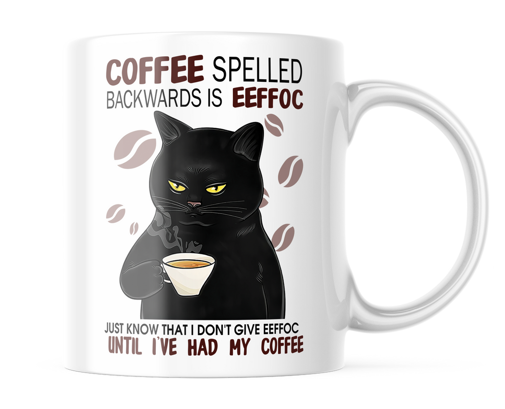 Coffee Spelled Backwards | Funny Cat Coffee Cup | CM440