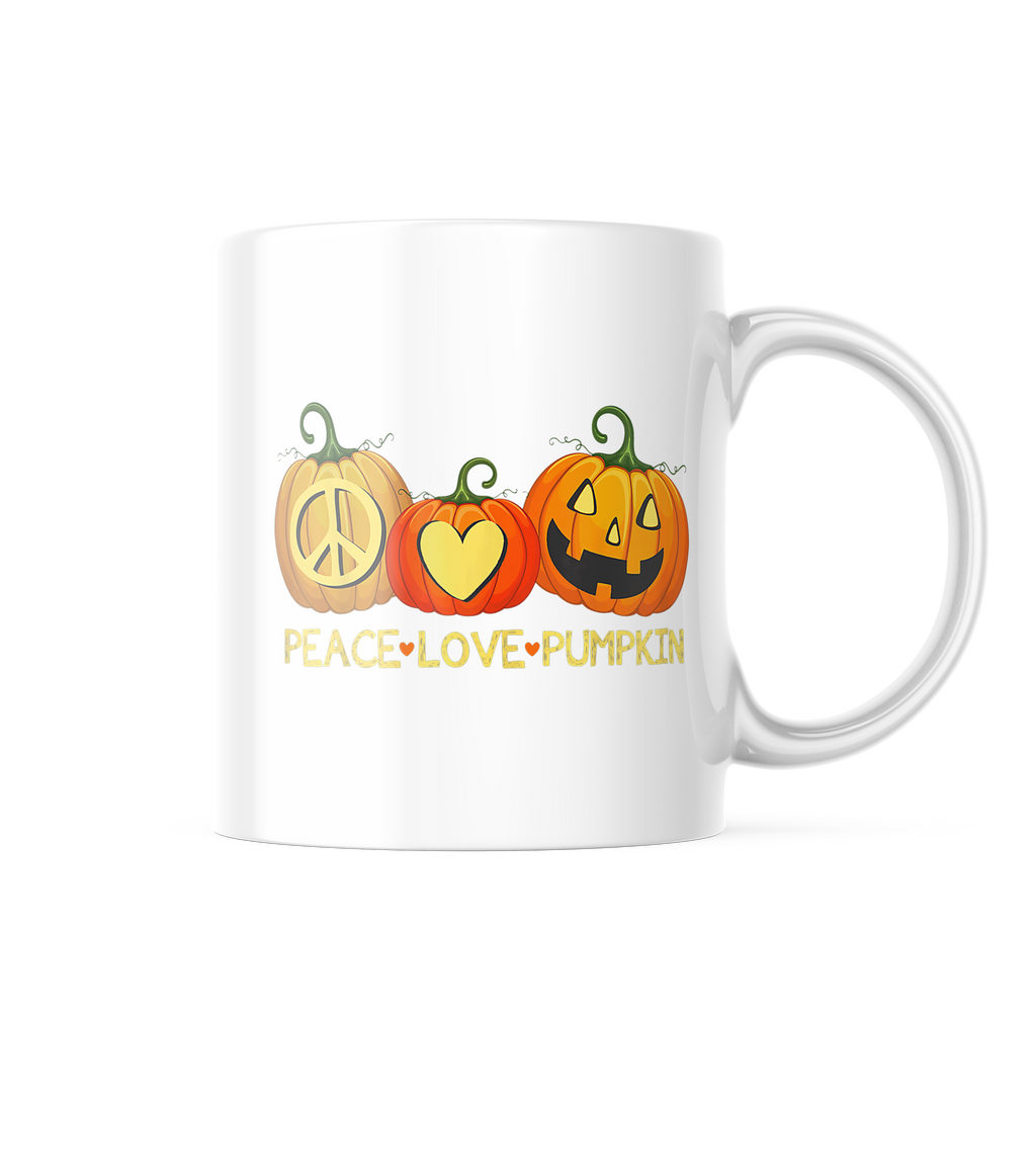 Peace Love Pumpkin Funny Coffee Mug | 11oz. Coffee Cup CM905