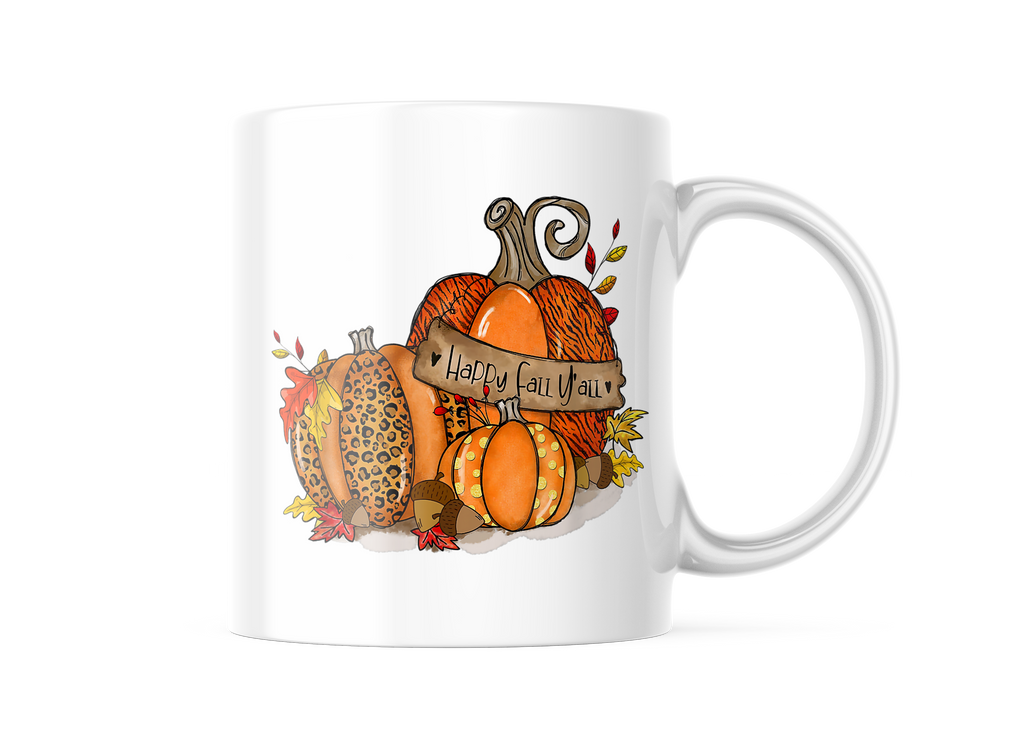 Happy Fall Y'all Pumpkin Coffee Mug | 11oz. Coffee Cup CM916