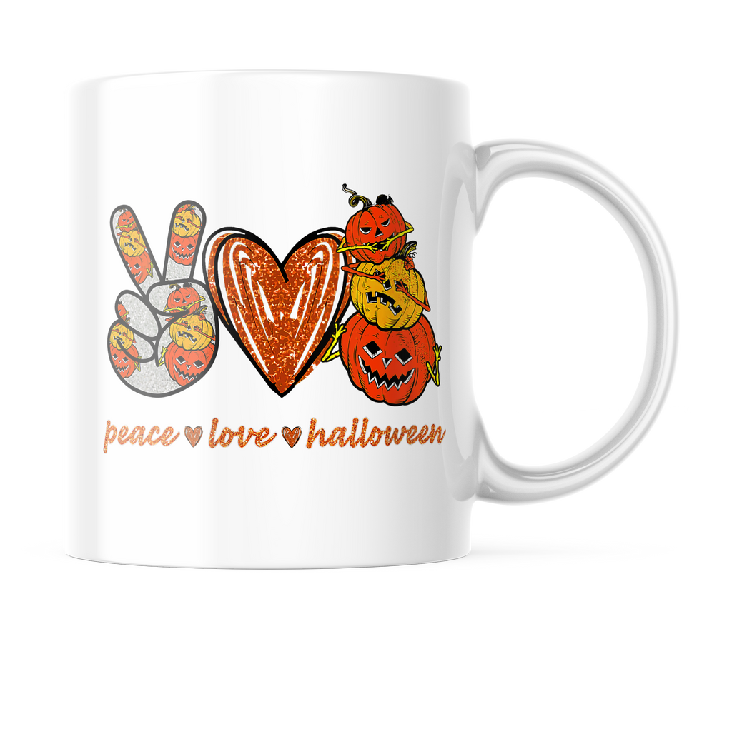 Peace Love Halloween Cute Coffee Mug | 11oz. Coffee Cup CM936