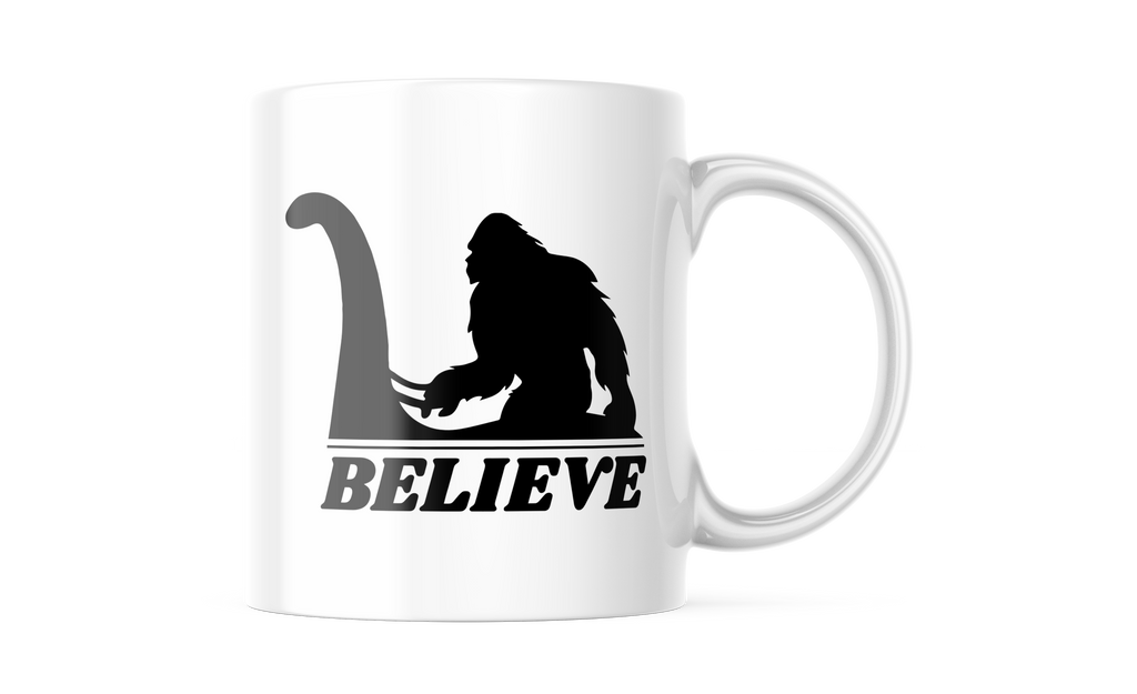 Believe Sasquatch Loch Ness Monster Funny Coffee Mug | 11oz. Coffee Cup CM948