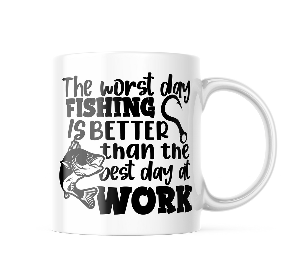 The Worst Day Fishing Is Better Than The Best Dat At Work Funny Coffee Mug | 11oz. Coffee Cup CM968