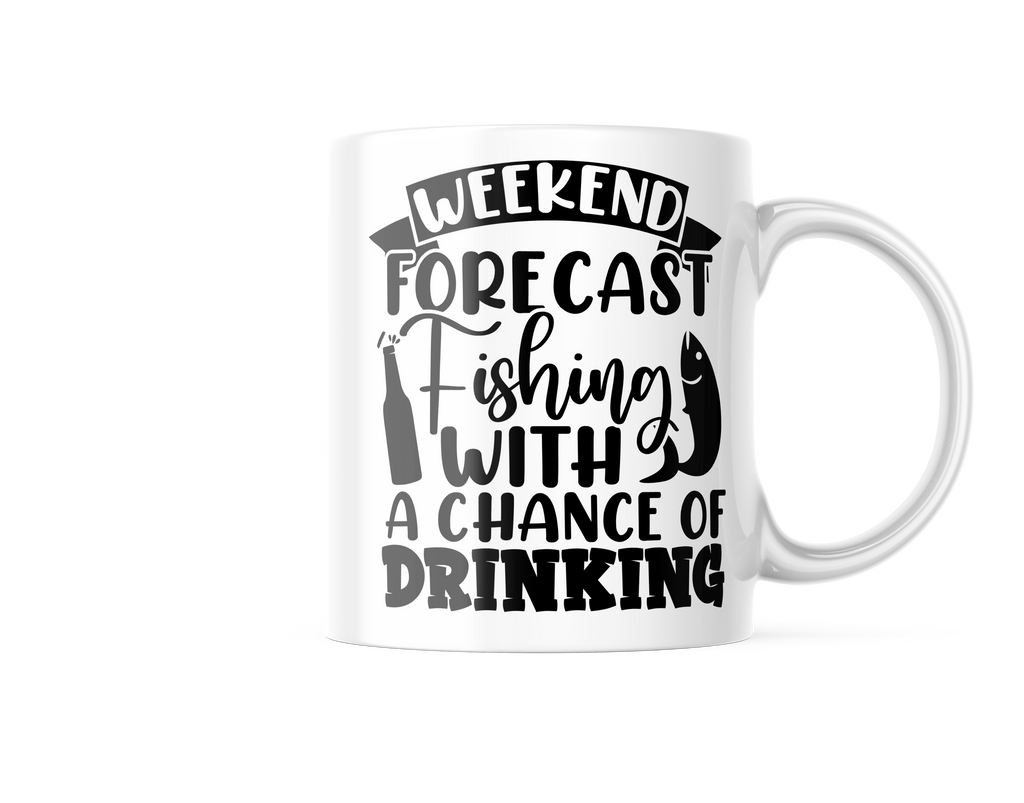 Weekend Forecast Fishing With A Chance Of Drinking Funny Coffee Mug | 11oz. Coffee Cup CM973