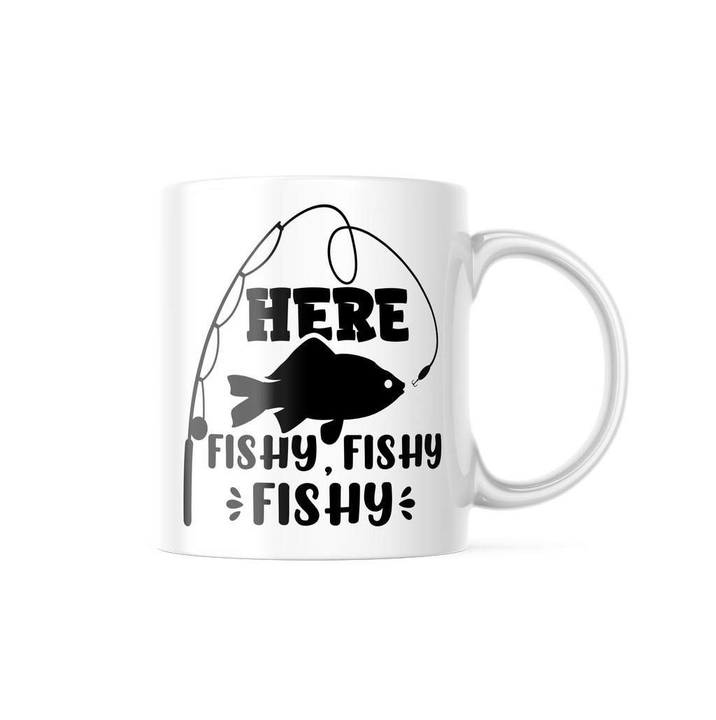 Here Fishy Fishy Fishy Funny Coffee Mug | 11oz. Coffee Cup CM981