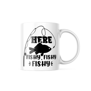 Here Fishy Fishy Fishy Funny Coffee Mug | 11oz. Coffee Cup CM981